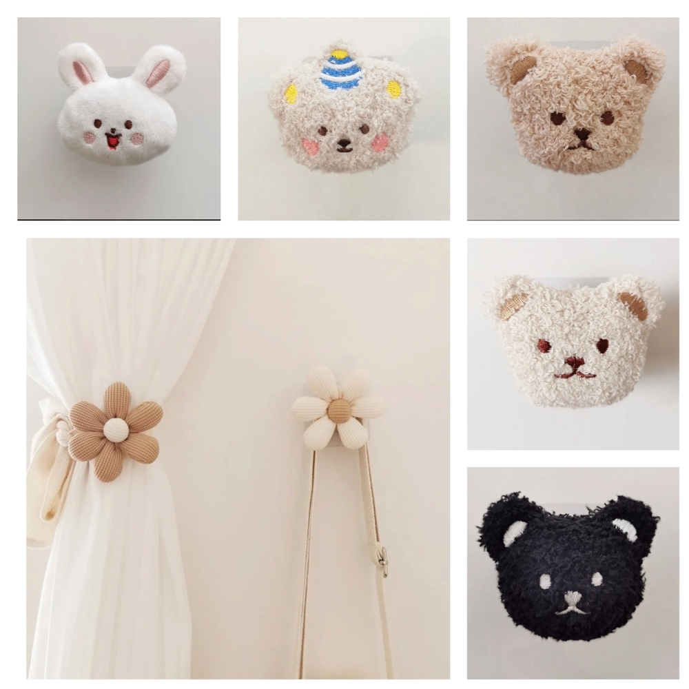 Plush Bear Face‎ Wood Sticky Hook Wall Art NEW-Multiple Styles